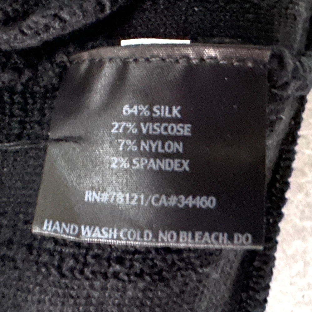 Eileen Fisher XL Silk Blend Textured Crinkle Open Front Cardigan Jacket Black - Picture 8 of 10